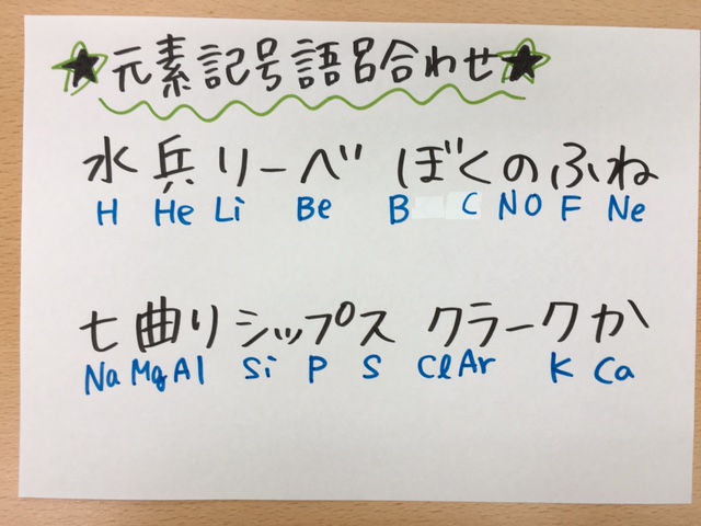 理科語呂合わせ２ 家庭教師学参 群馬県のブログ